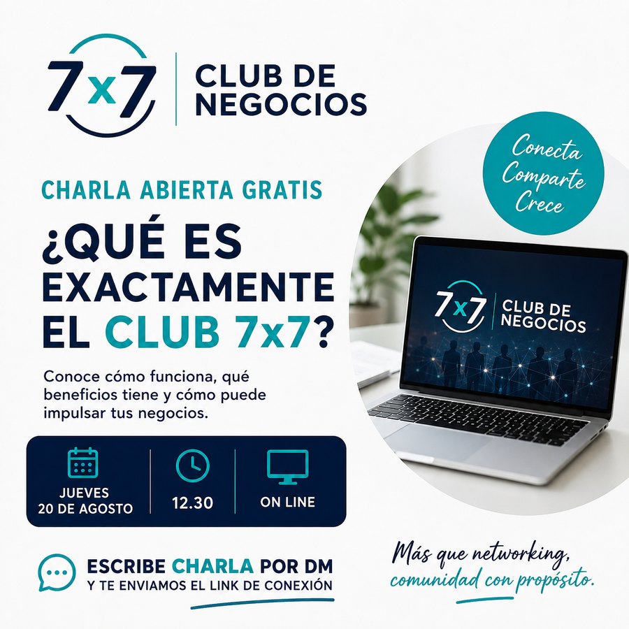 Charla abierta: ¿qué es exactamente el Club de Negocios 7x7? Jueves 20 de agosto, 12:30, online