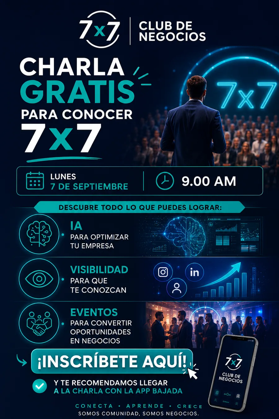 Charla gratis para conocer 7x7 — lunes 7 de septiembre, 9:00 AM, online