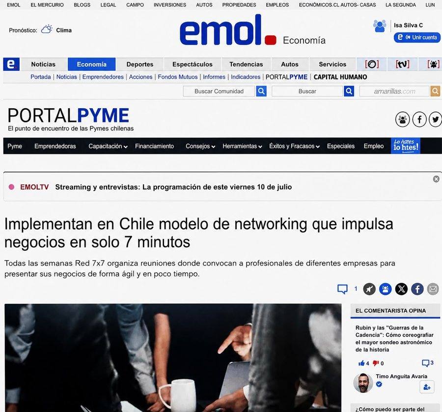 Nota de Red 7x7 en Emol, sección Portal Pyme