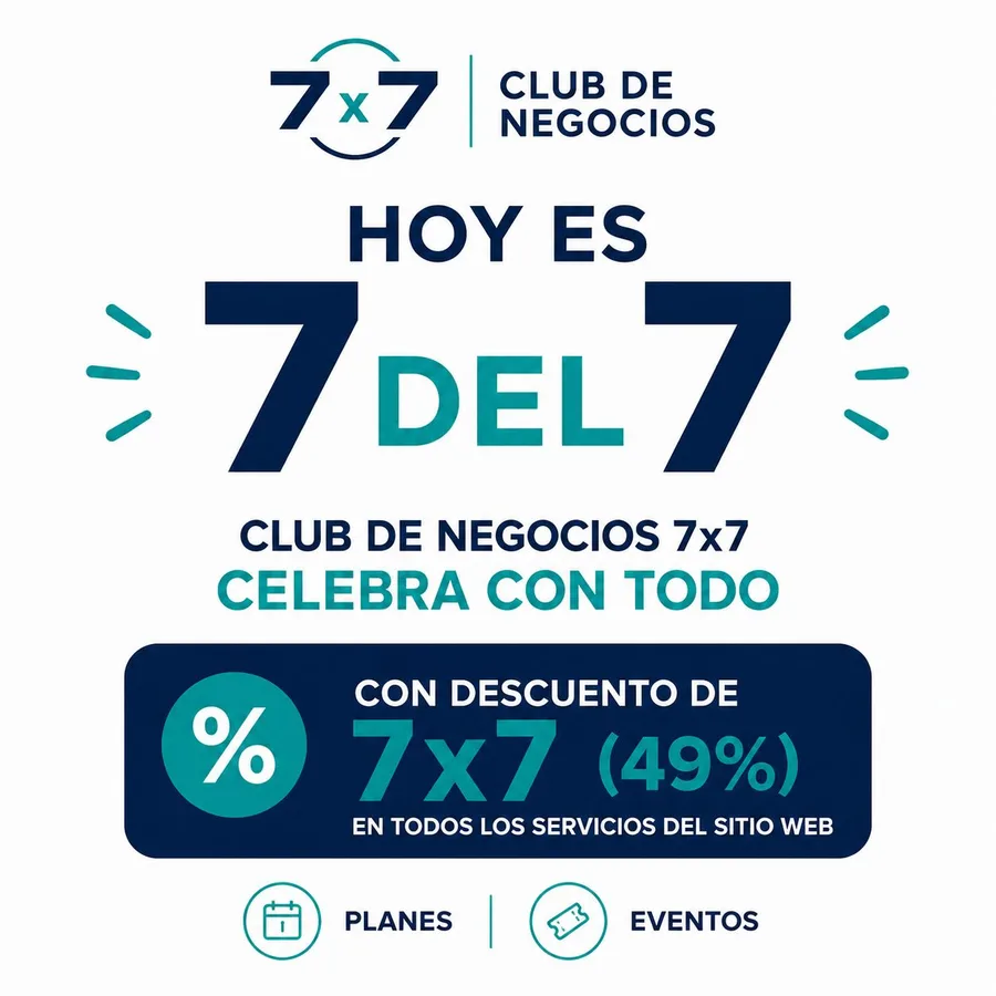 Promoción 7 del 7 — Club de Negocios 7x7 — 49% de descuento en todos los servicios del sitio web